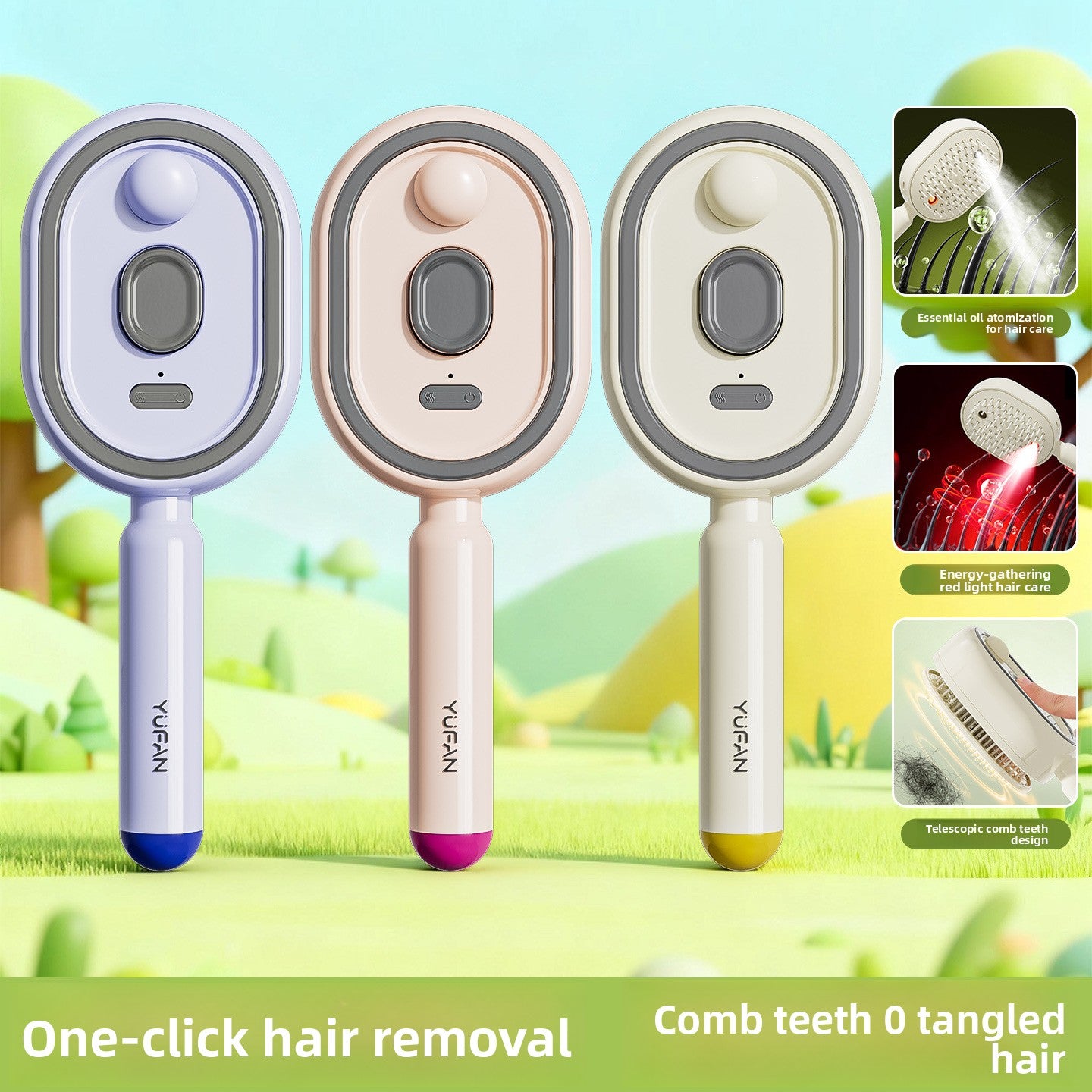 Electric Mist Hair Care Comb with Red Light and Self-Cleaning